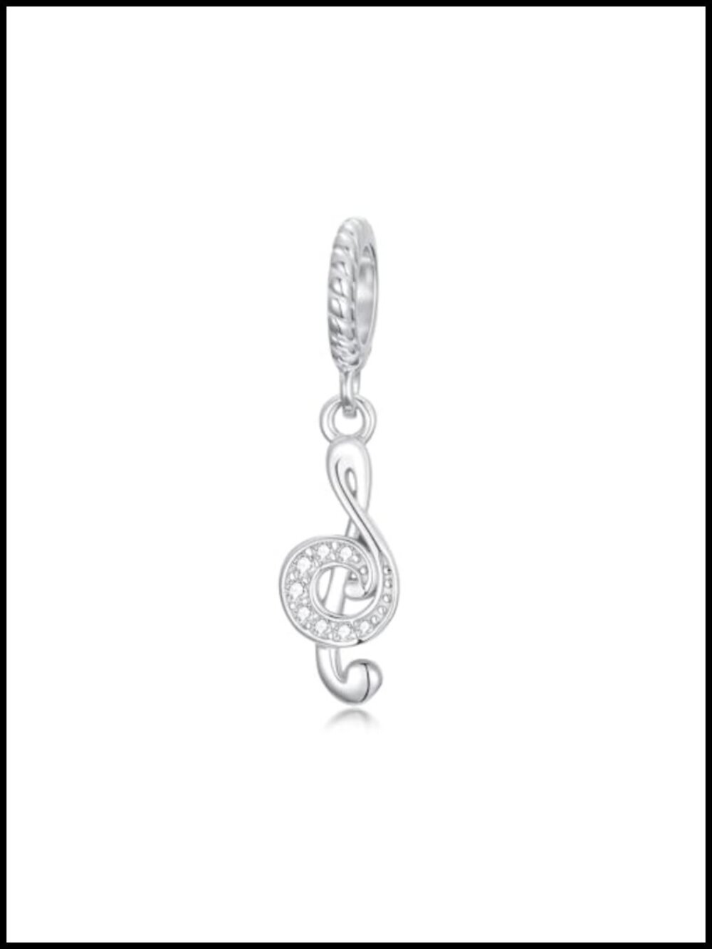 925 Sterling Silver Music Note Charm Bead for Bracelet Necklace, Crystal